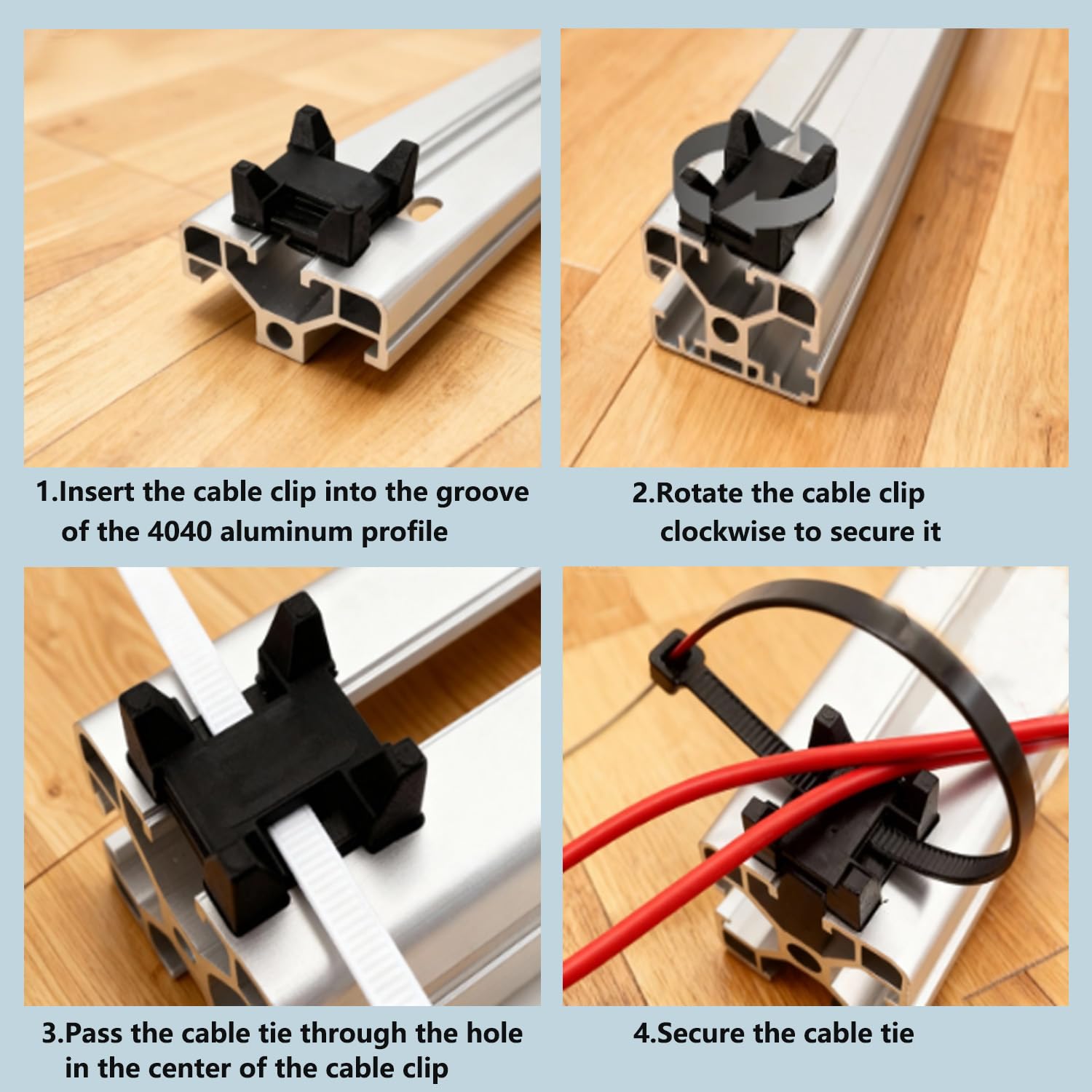 16 Clips de Ranura para Cables 15.7 x 7 mm Clips de Cable para Perfiles de Aluminio Negro Abrazaderas para Perfil de Aluminio para Perfil Estándar Europeo 4040 Para Uso Industrial y Doméstico