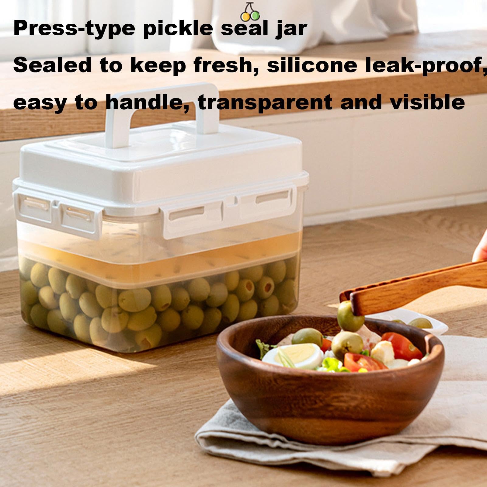 Fermentation Container, Storage Box, Container, 4/5 L Airtight Box with Handle and Lid, Transparent Press Fermentation Container for Storage