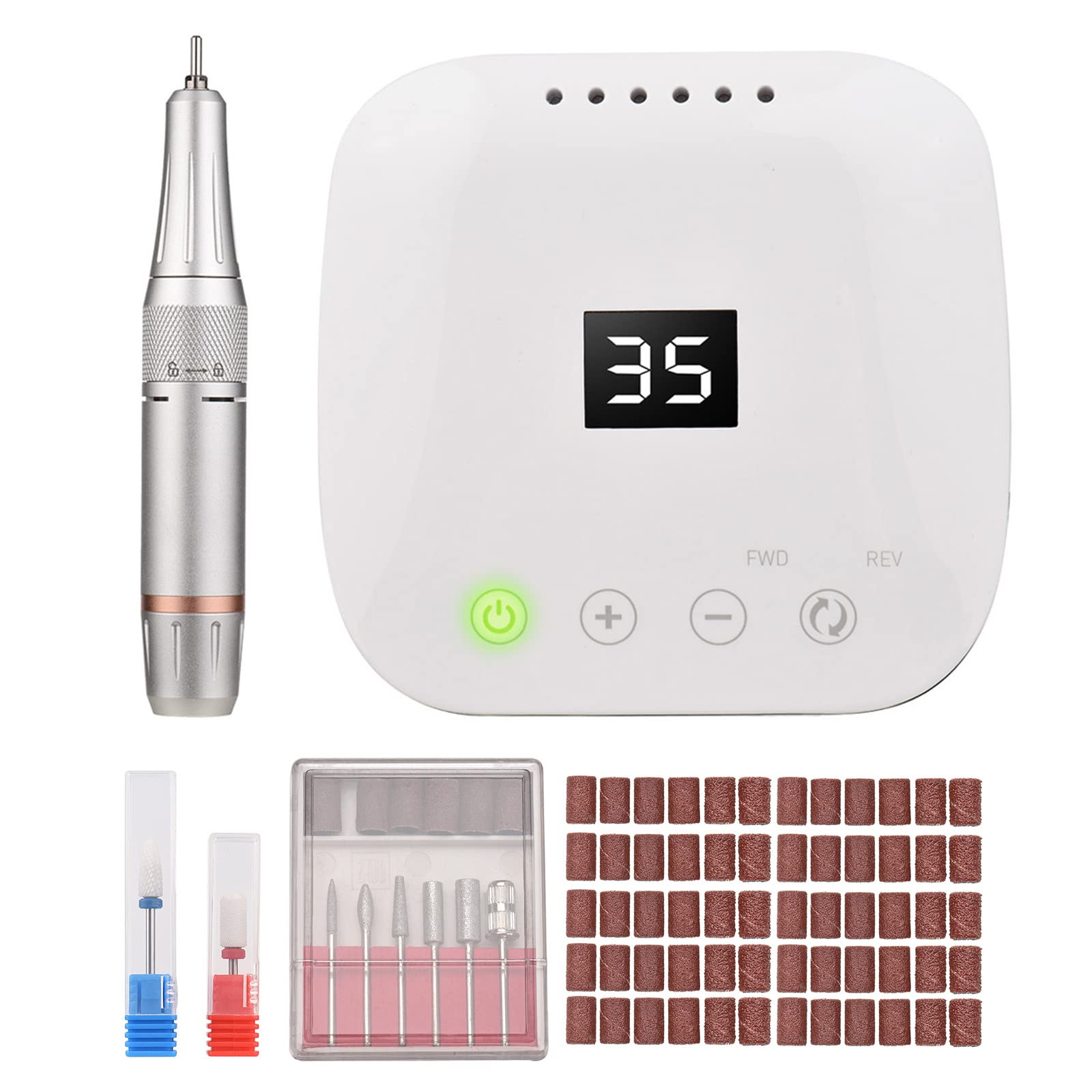 Torno para Uñas Profesional, Bestauty 35000 RPM Fresas Eléctricas para Uñas de Gel con 2 Brocas de Cerámica, 6 Brocas de Metal, 50 Cintas de Lijado