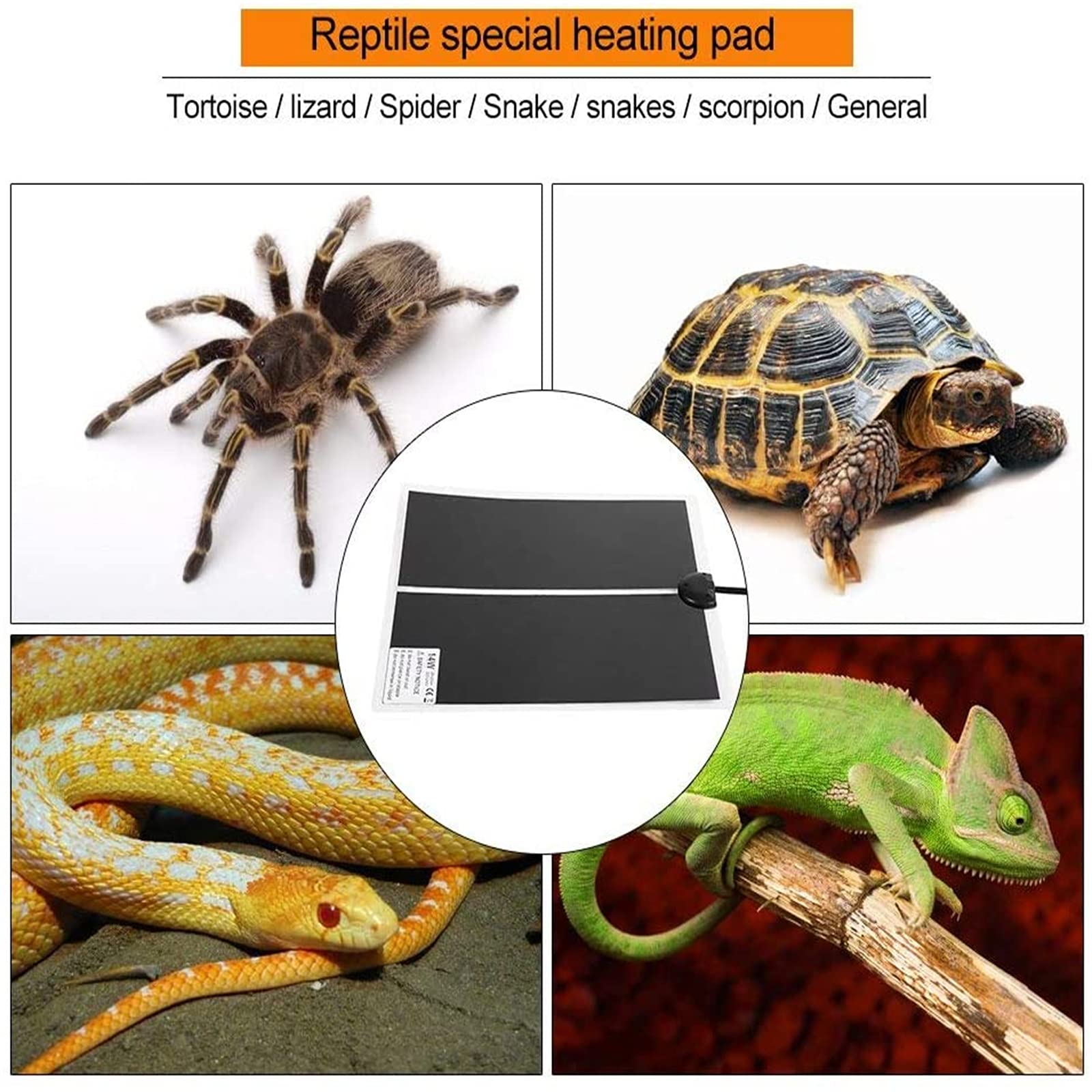 Almohadilla Térmica para Reptiles, Calentador de Terrario de Tanque a Prueba de Agua con Control de Temperatura, Alfombrilla Térmica Ajustable para Reptiles