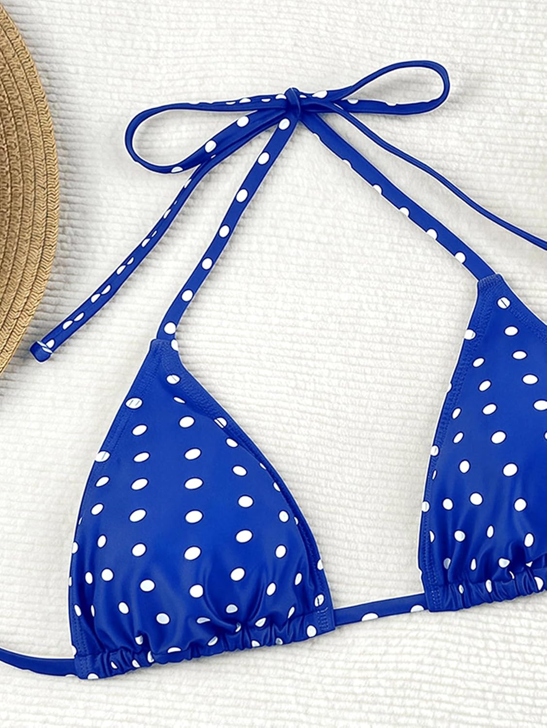 Verdusa Women's Polka Dots Bikini Set Halter Triangle Swimsuit 2 Piece Bathing Suit Summer Swimwear