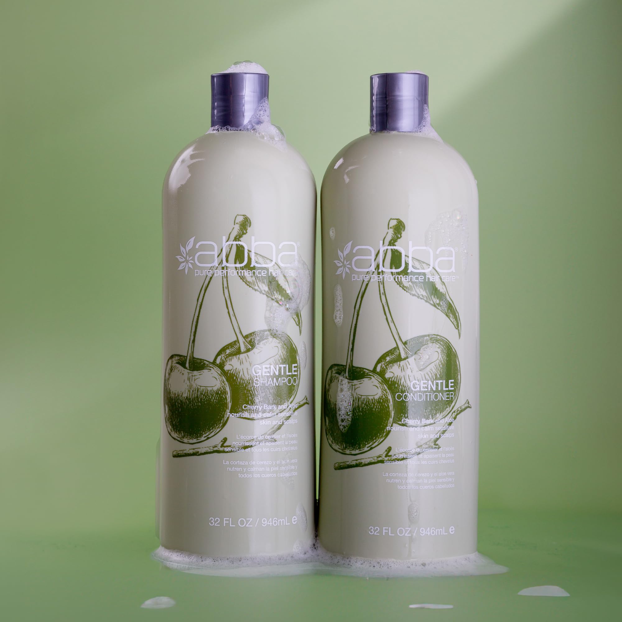 ABBA - Pure Gentle Shampoo & Conditioner Soothing & Nourishing Value Duo Set – Cherry Bark & Aloe, 32 fl oz Each