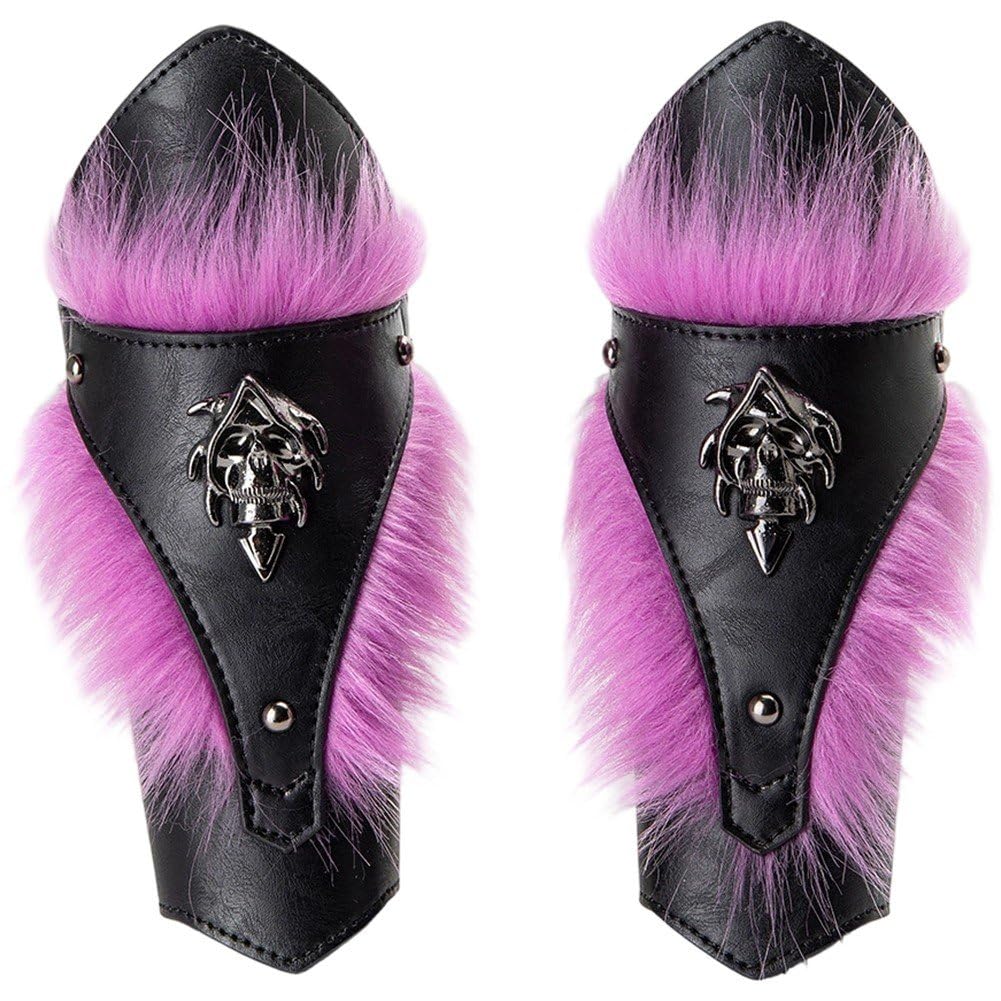 Protectores de muñeca góticos y guanteletes medievales de cuero sintético para Halloween