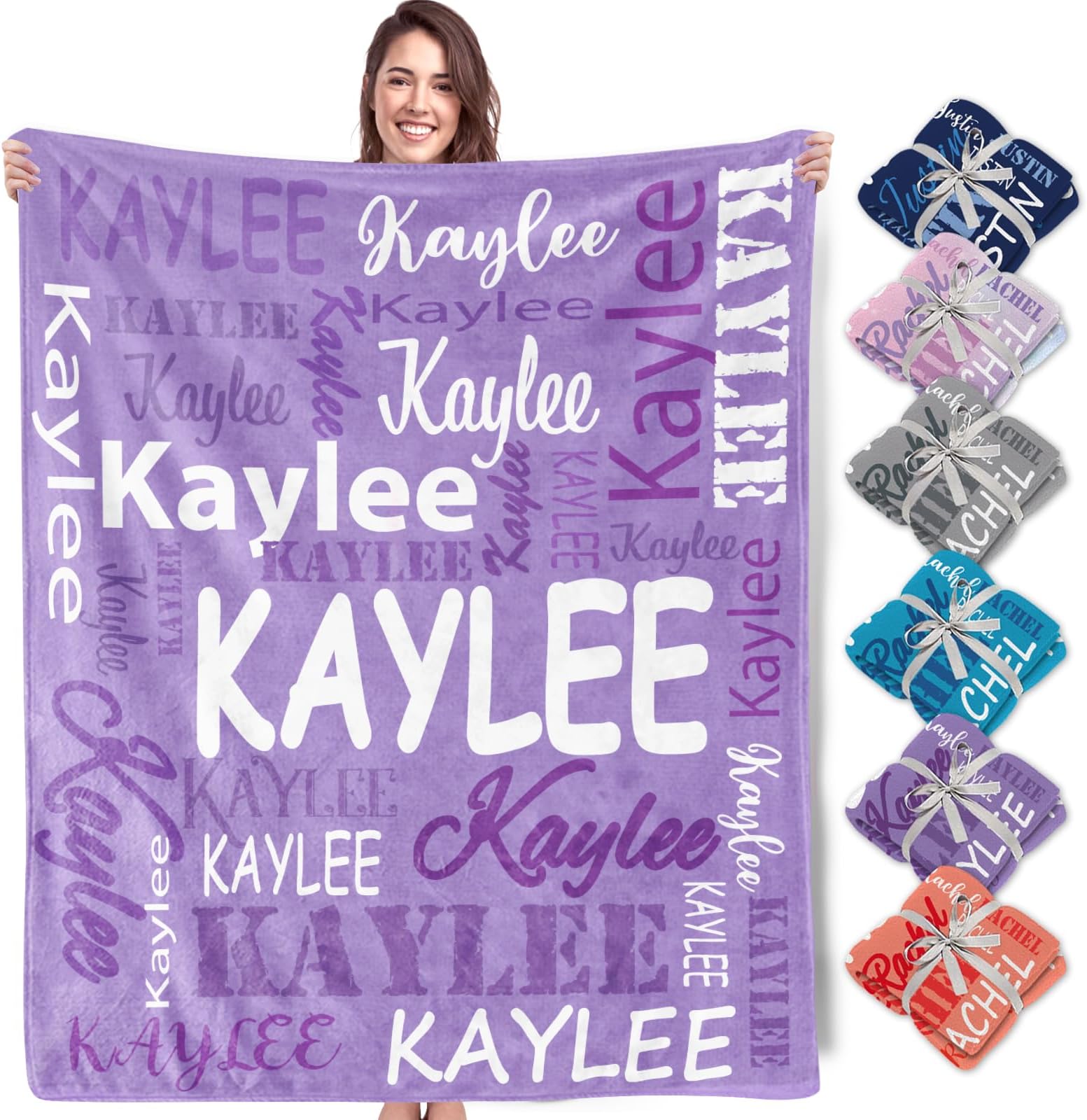 Personalized Blankets and Throws Custom Blanket with Name Customized Flannel Blanket for Kids Christmas Blanket Gifts for Women Men