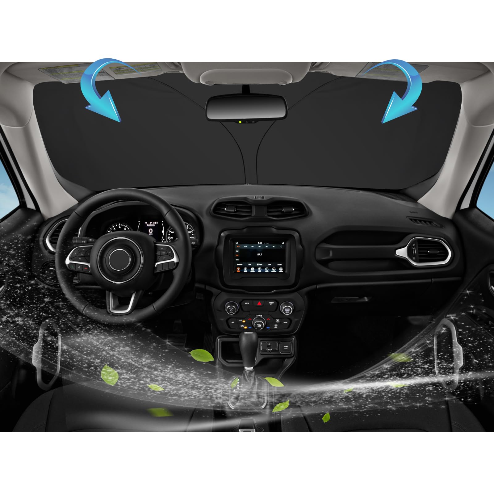 SKTU Parasole Auto compatibile con Jeep Renegade BU 2015-2024 2025 Parasole Auto Parabrezza interno pieghevole con Protezione UV