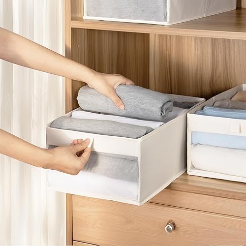 Miniatura 5 de STORAGE MANIAC Paquete de 6 contenedores de almacenamiento con ventana transparente, cajas de almacenamiento para estantes, canastas plegables