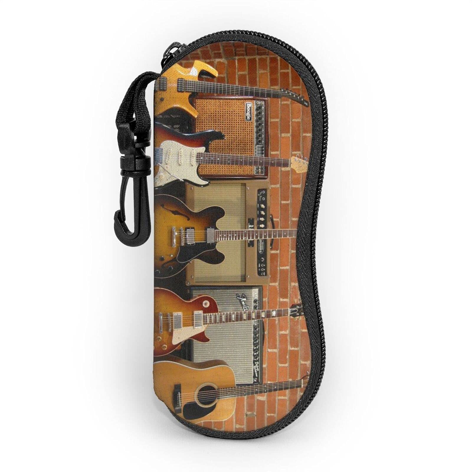 Aooedm Unisex Guitar Collection Fashion Glasses Case Cover Soft Sunglasses Case Portable Travel Eyeglass Case Pouch With Belt Clip For Women Men