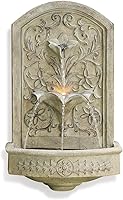 Vintage 28.3" Wall-Mounted Resin Outdoor Fountain with Floral Carving - Soothing Garden Waterfall for Patio, Yard & Porch