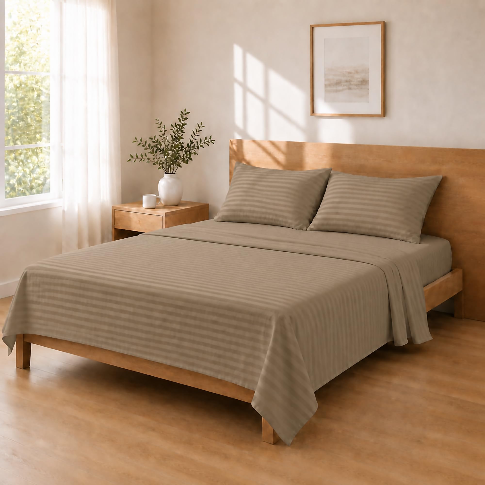 Homebliss Microfibre Bed Sheet Set 180 x 240 / 135 x 200 + 25 / 50 x 80 x 2, Taupe