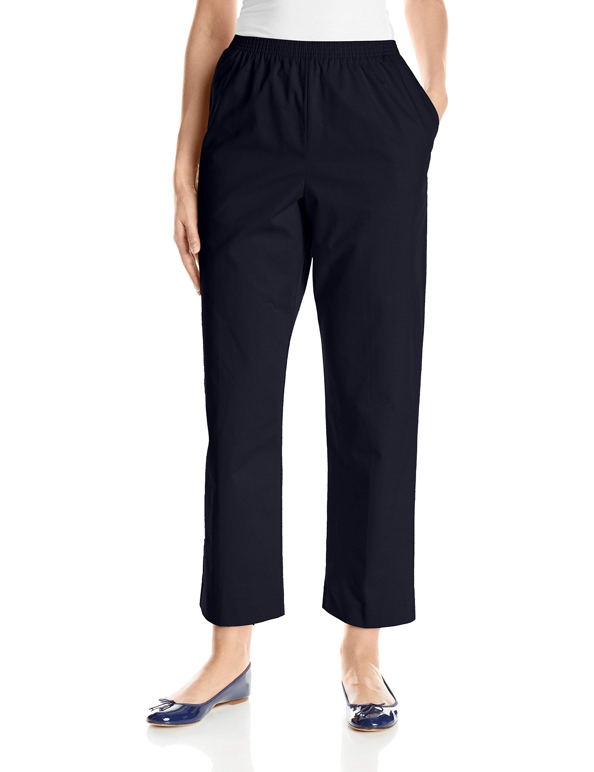 Alfred Dunner Womens Short High-Rise Pants Stretch Blues