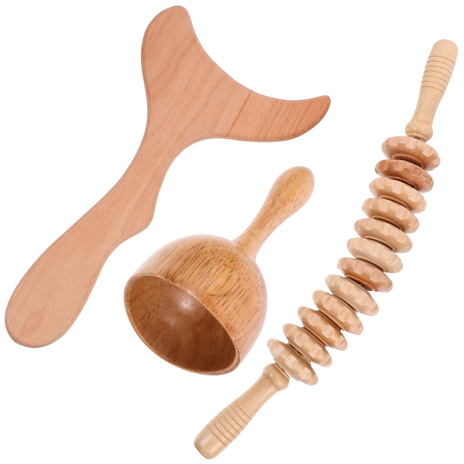 ibasenice Kit Maderoterapia Corporal Masajeador Casero de Madera, Herramienta Práctica para Relajar Músculos y Esculpir el Cuerpo en Casa