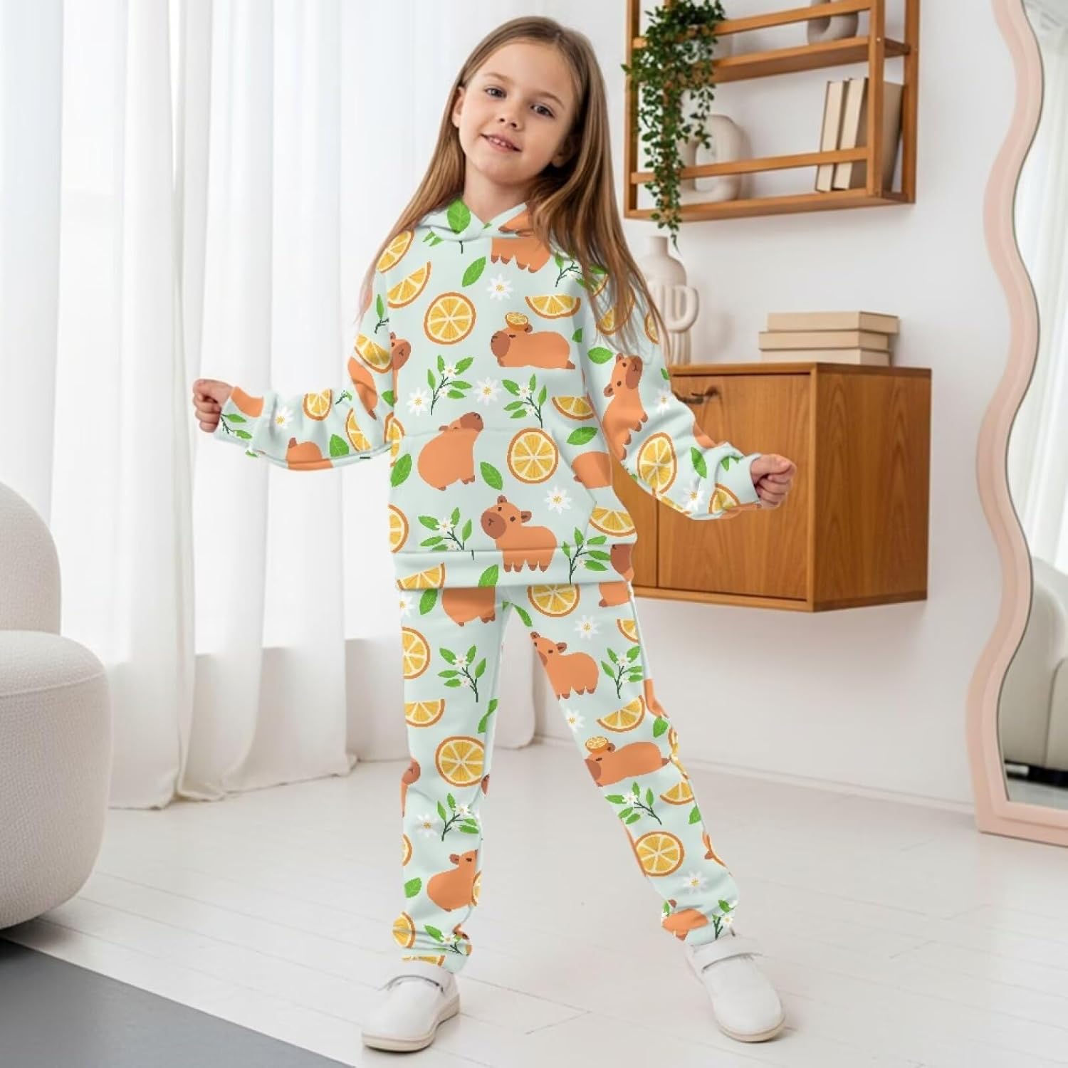 Christmas Girls 2 Piece Outfits Long Sleeve Sweatshirt and Jogger Pants Unisex Kids Sweatsuit Tracksuit Size 5-12
