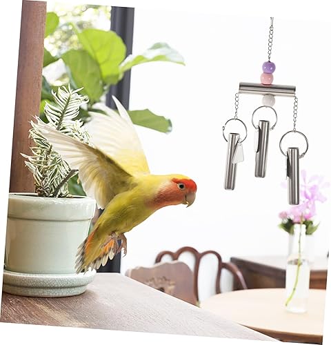 Miniatura 6 de Cadena colgante de cacatúa carillón periquito jaula de cacatúa para juguetes, sonido pájaro entretenido con soporte de loro masticable, campanas de