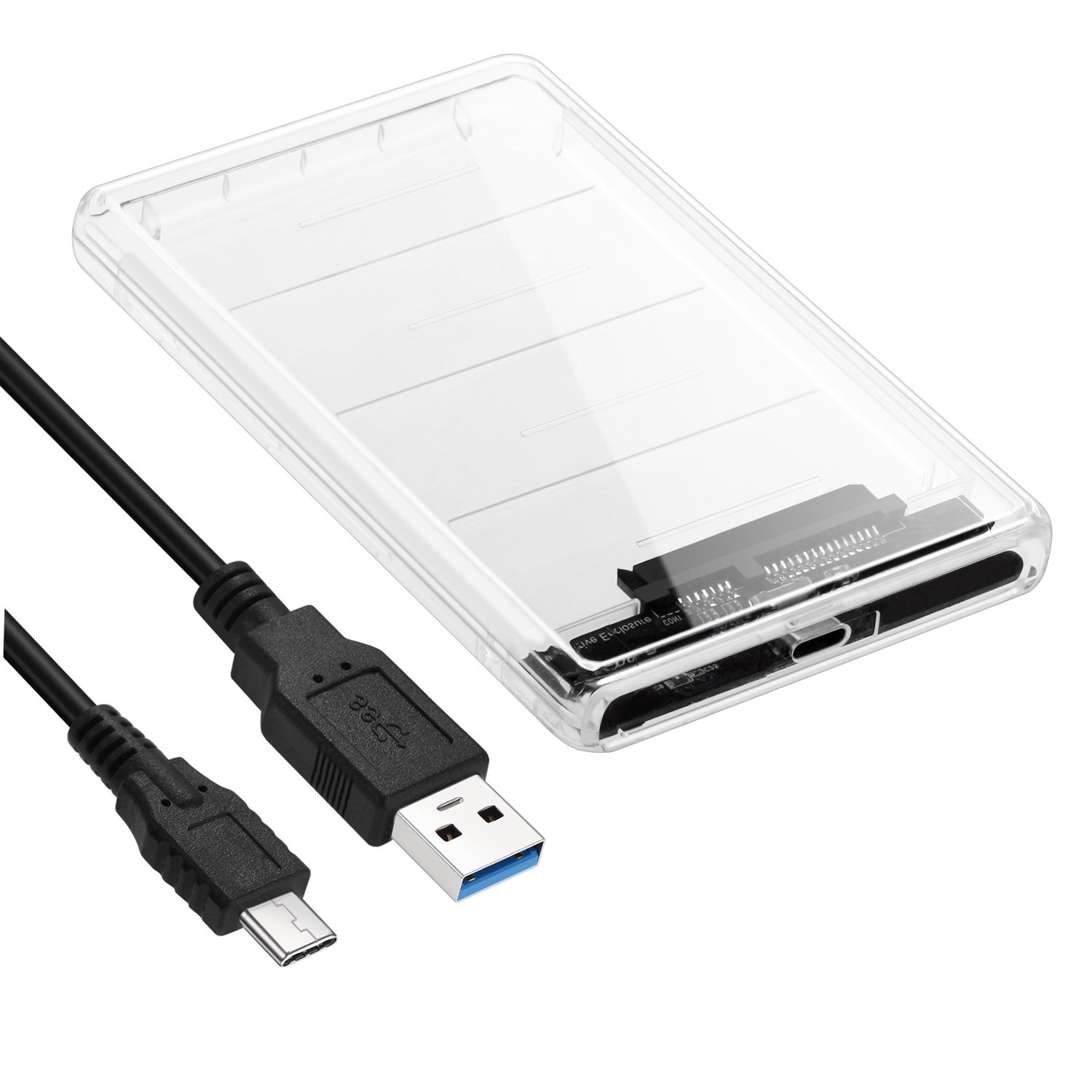 USB Type C SATA Adapter with Case, AUYOUWEI 2.5 inch SATA HDD / SSD Up to 2TB High-Speed External Hard Disk Drive Enclosure with USB3.0 - USB3.1 Cable, Support UASP SATA III