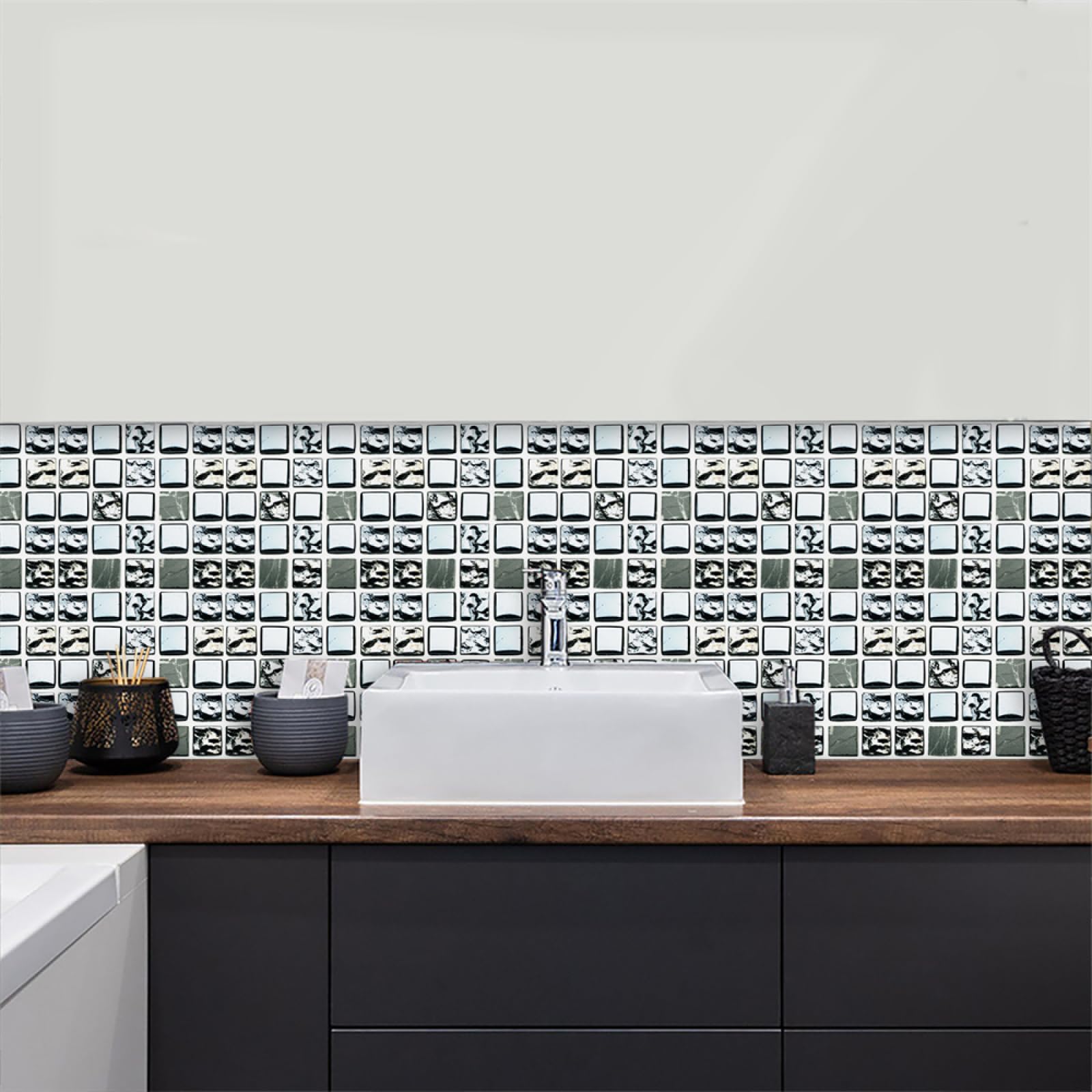 Tile Decals, Silvery Tile Stickers Transfers,Peel and Stick Wall Self Adhesive Vinyl Home Decor(20x240cmx2pcs)