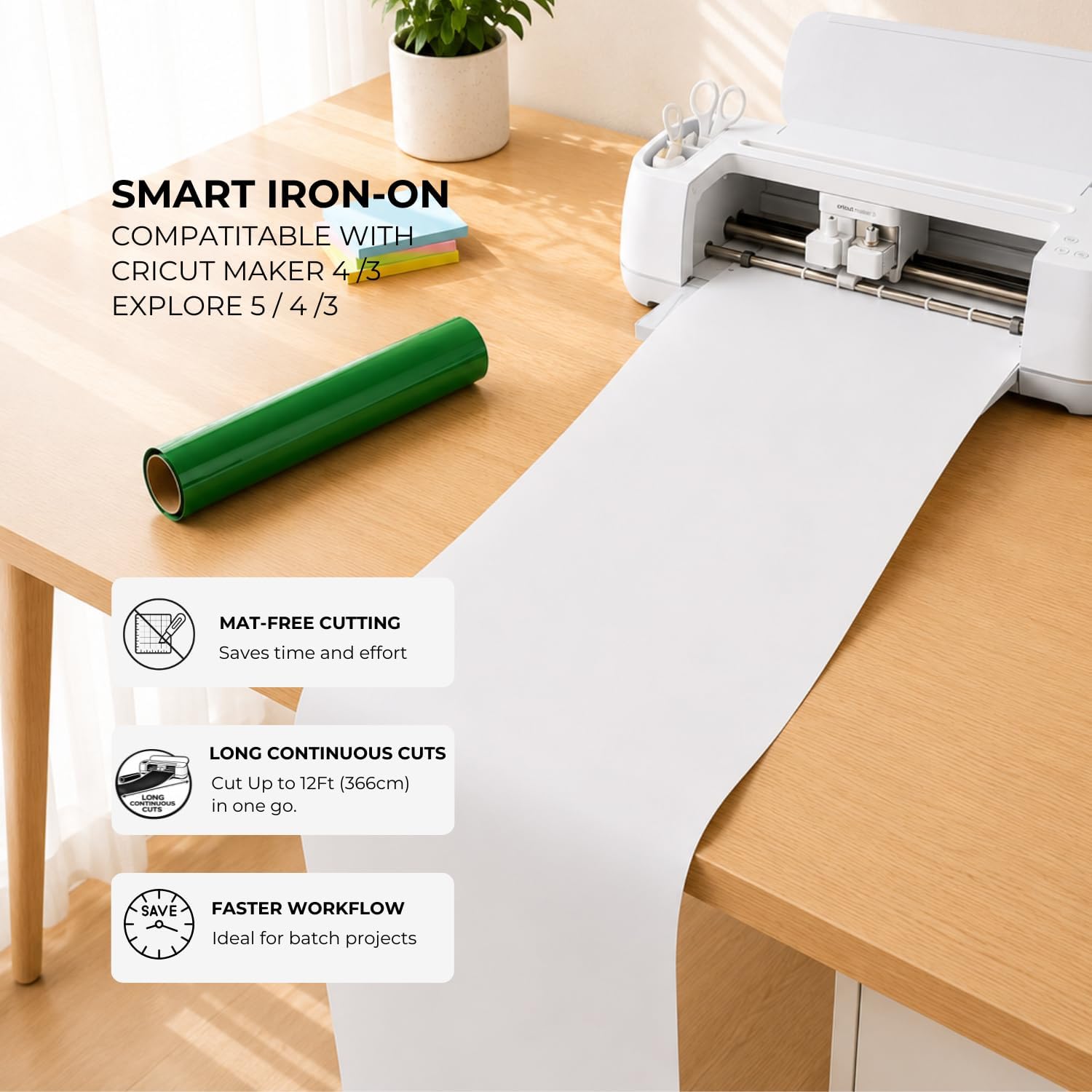 Smart Iron On Heat Transfer Vinyl, Green(13" x12ft) image 2