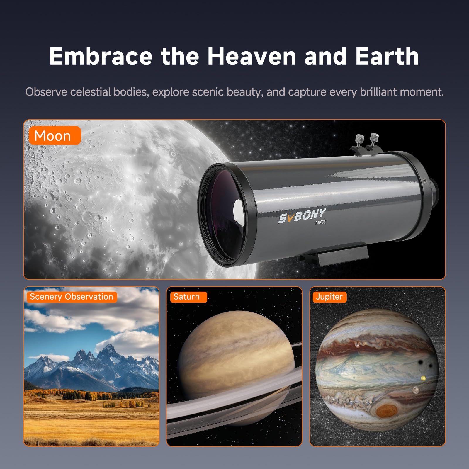 Amazon.com : MK90 90mm Aperture Maksutov Cassegrain Telescope for