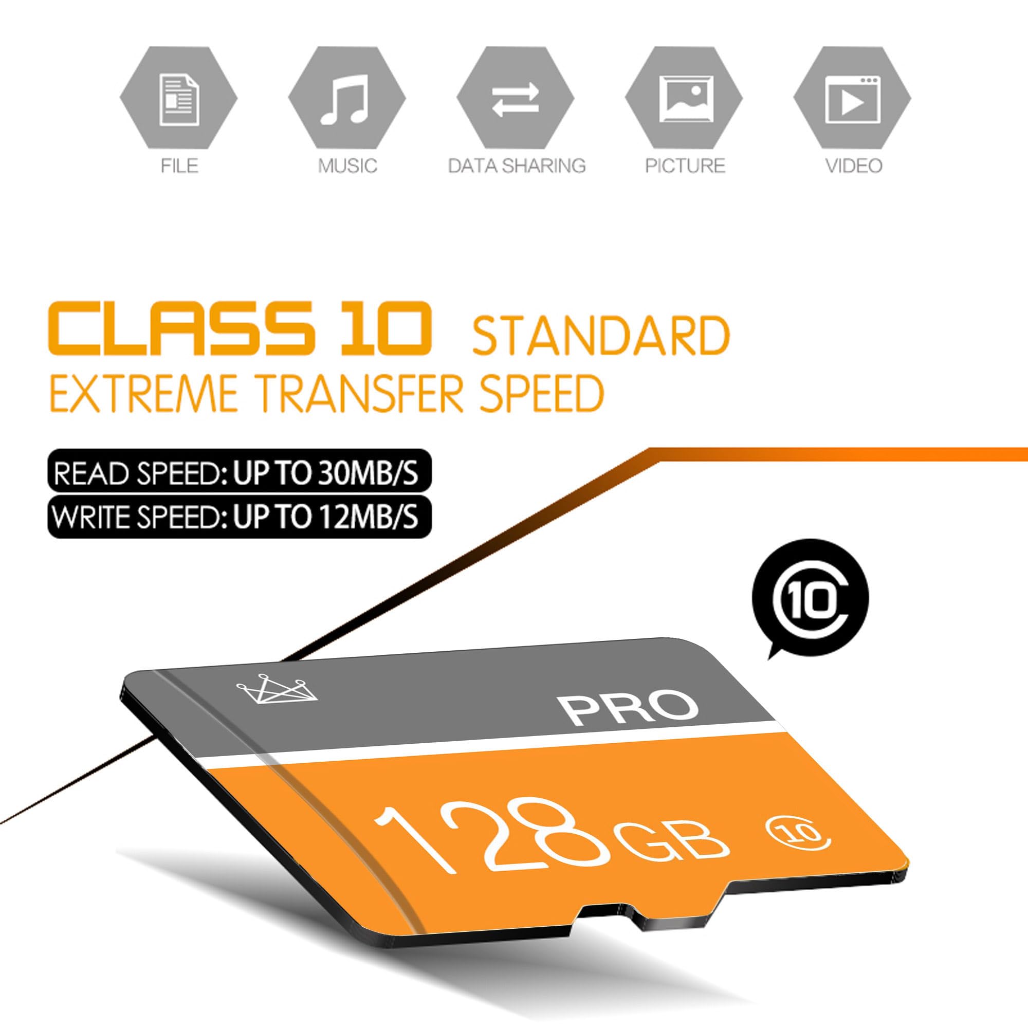 Photo 1 of 128GB Memory Card,Micro Memory Card with Adapter Class 10 High Speed for Camera,Smartphone,Tablet