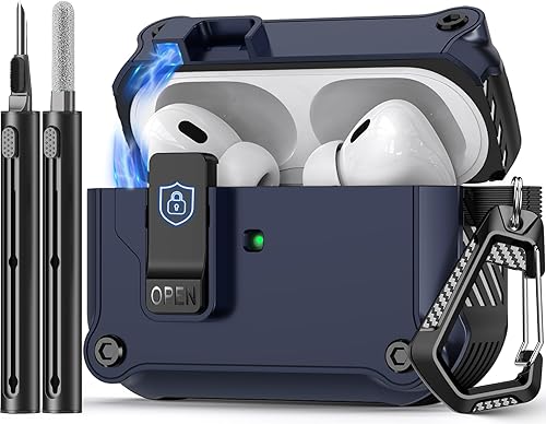 Miniatura 11 de Compatible con AirPods de 4ª generación, Funda Magnética con Bloqueo Automático, Soporte para Teléfono y Kit de Limpieza, Compatible con Funda