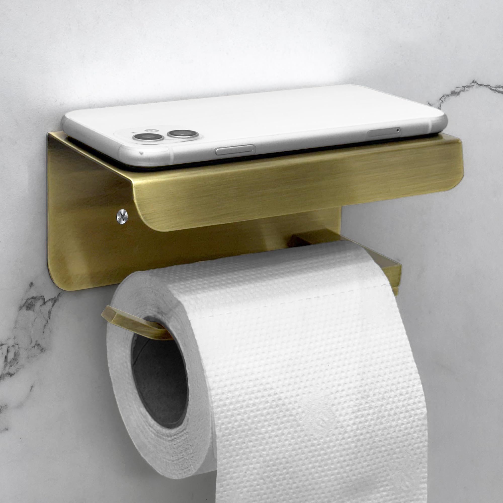 Plantex Toilet Paper Holder for Bathroom/304 Grade Stainless Steel Tissue Paper Roll Holder with Mobile Stand/Bathroom Accessories - Pack of 1 (Brass Antique)