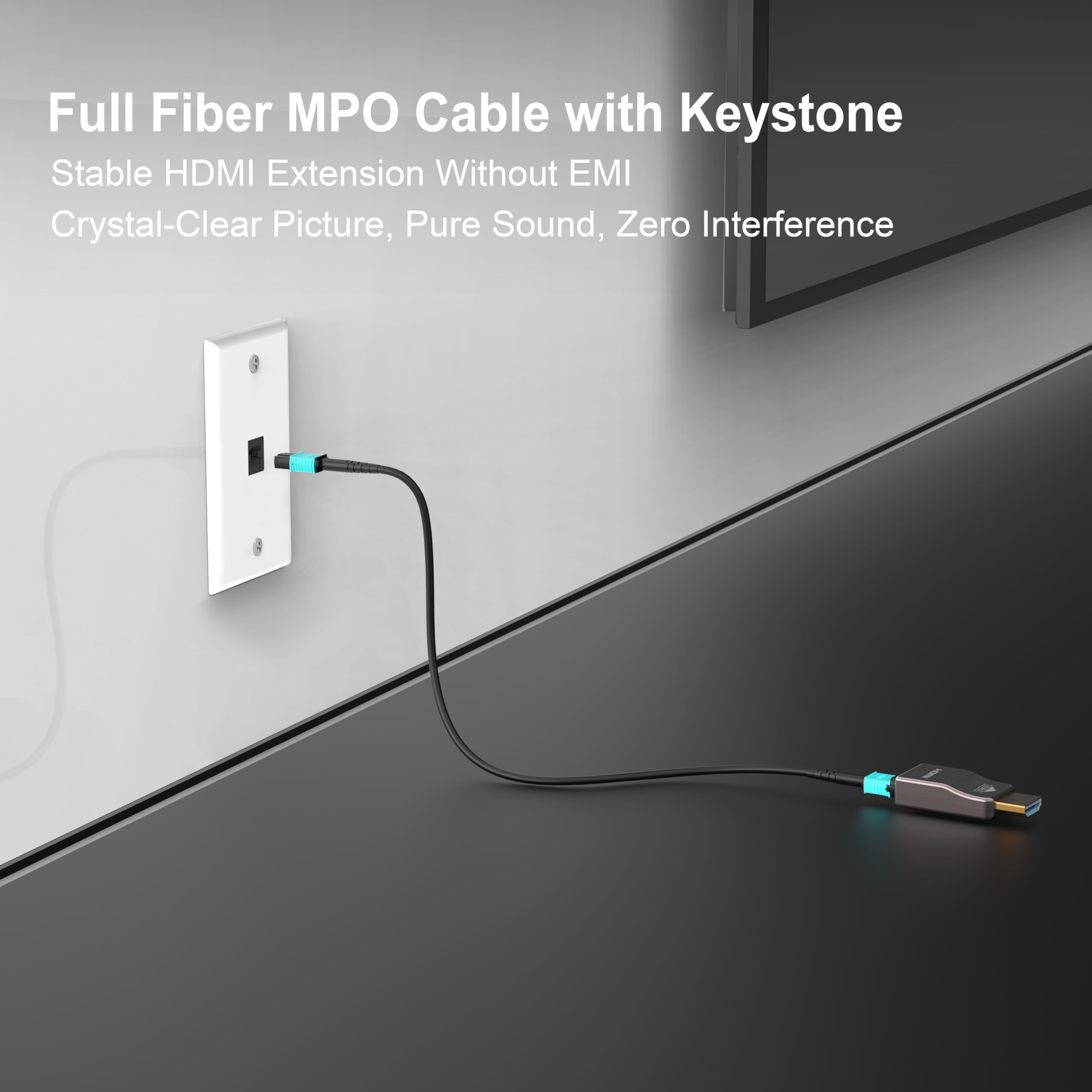 RUIPRO Kabel MPO M-F, pełny światłowód, opancerzony, 7 włókien, 3 m | Pasuje do płytek Keystone MPO, ułatwiając prowadzenie i przedłużanie światłowodu w instalacjach naściennych i podtynkowych