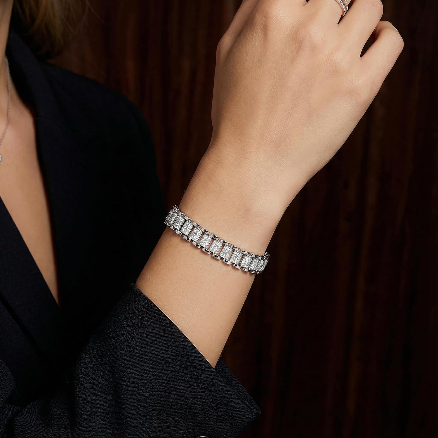 Men's Moissanite Bracelet 925 Sterling Silver – 2.24ct Total Round Moissanite Stones, Bold Tennis Chain for Everyday Wear, Hypoallergenic Jewelry