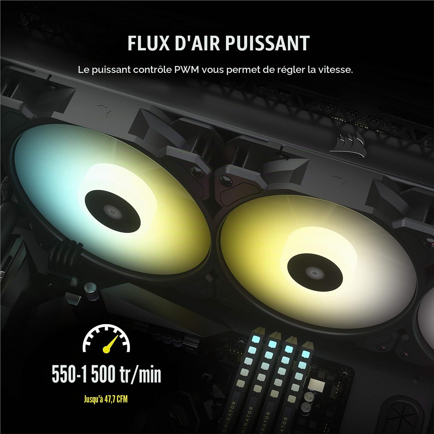Corsair Ventilateur PWM iCUE SP120 RGB ELITE Performance 120 mm Noir