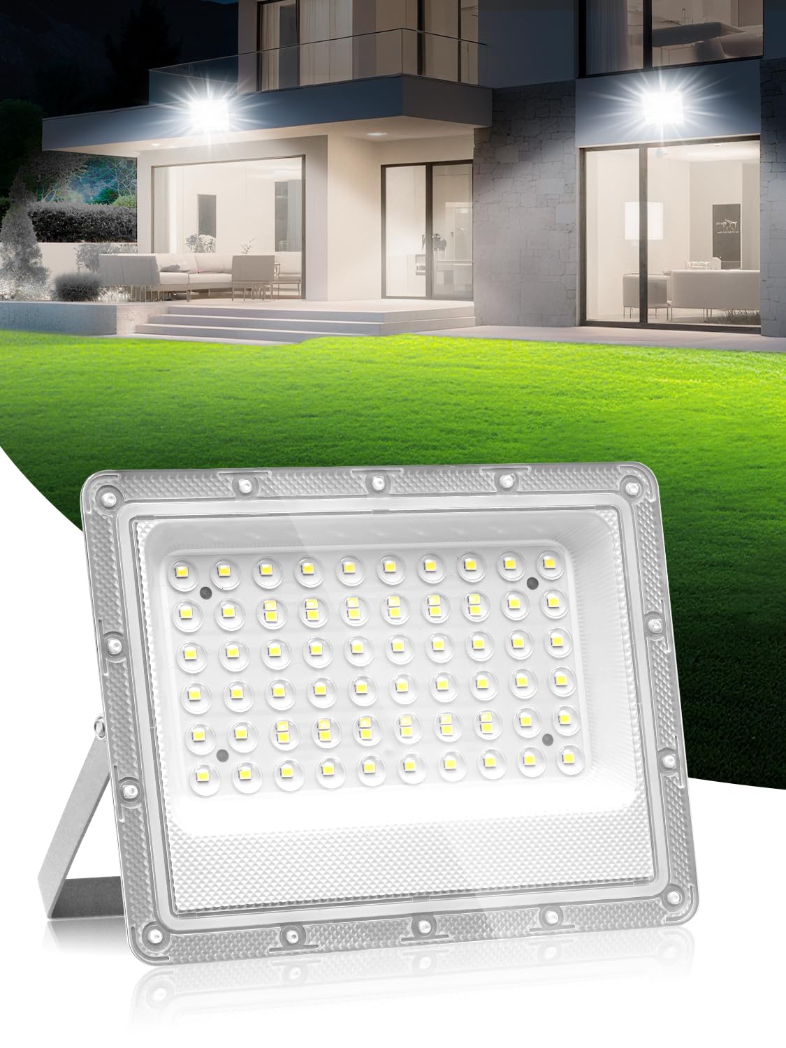 Litglobe LED Floodlight Outdoor 50W,5000LM Super Bright Flood Lights,6500K Cool White LED Security Lights,IP66 Waterproof Work Light,Wall Light for Garden, Yard, Garage, Streets