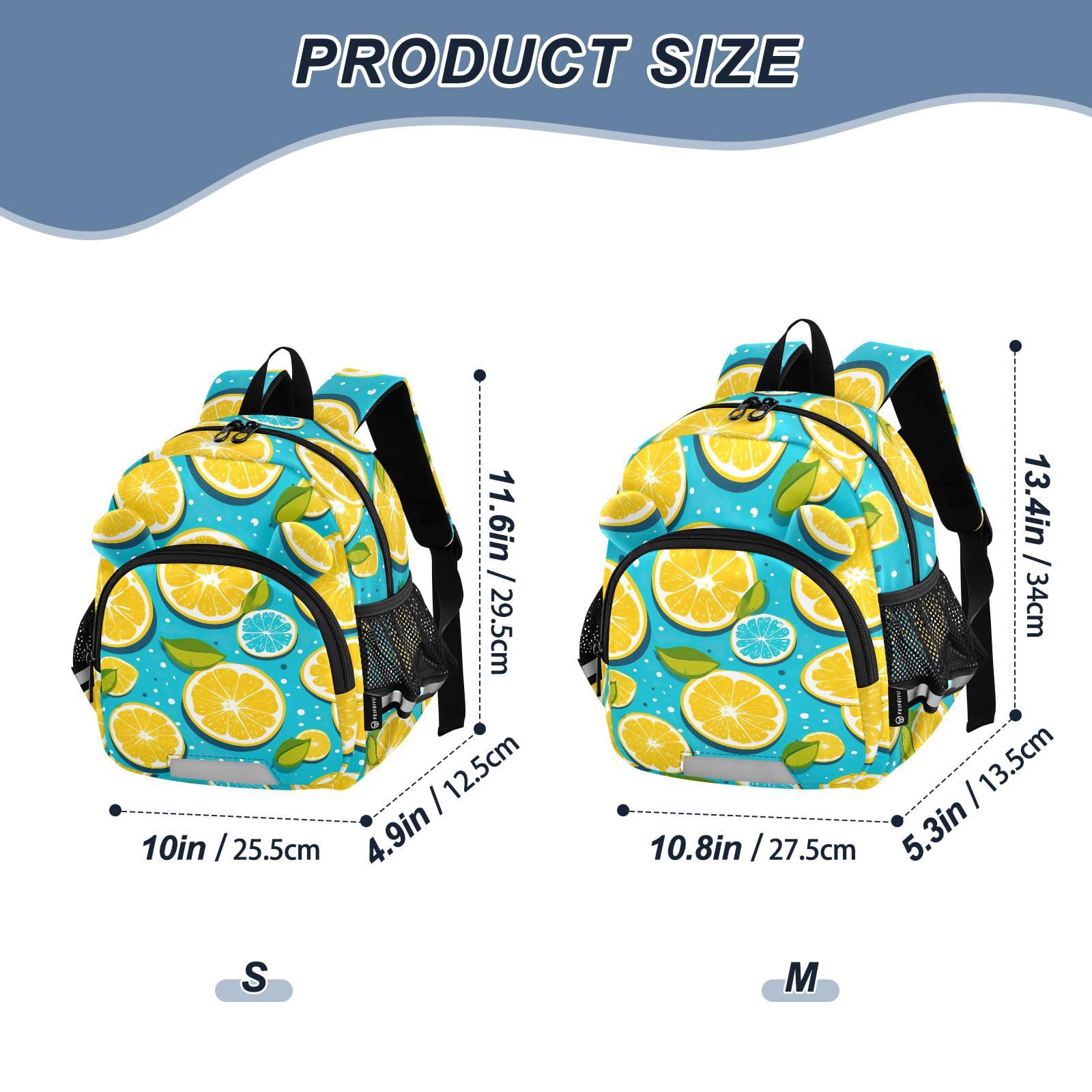 Teal Lemon Toddler Harness Backpack for Boys Girls 3-6 Years Kids Backpack with Anti Lost Safety Leash Child Leash Backpack for Travel Walking Preschool