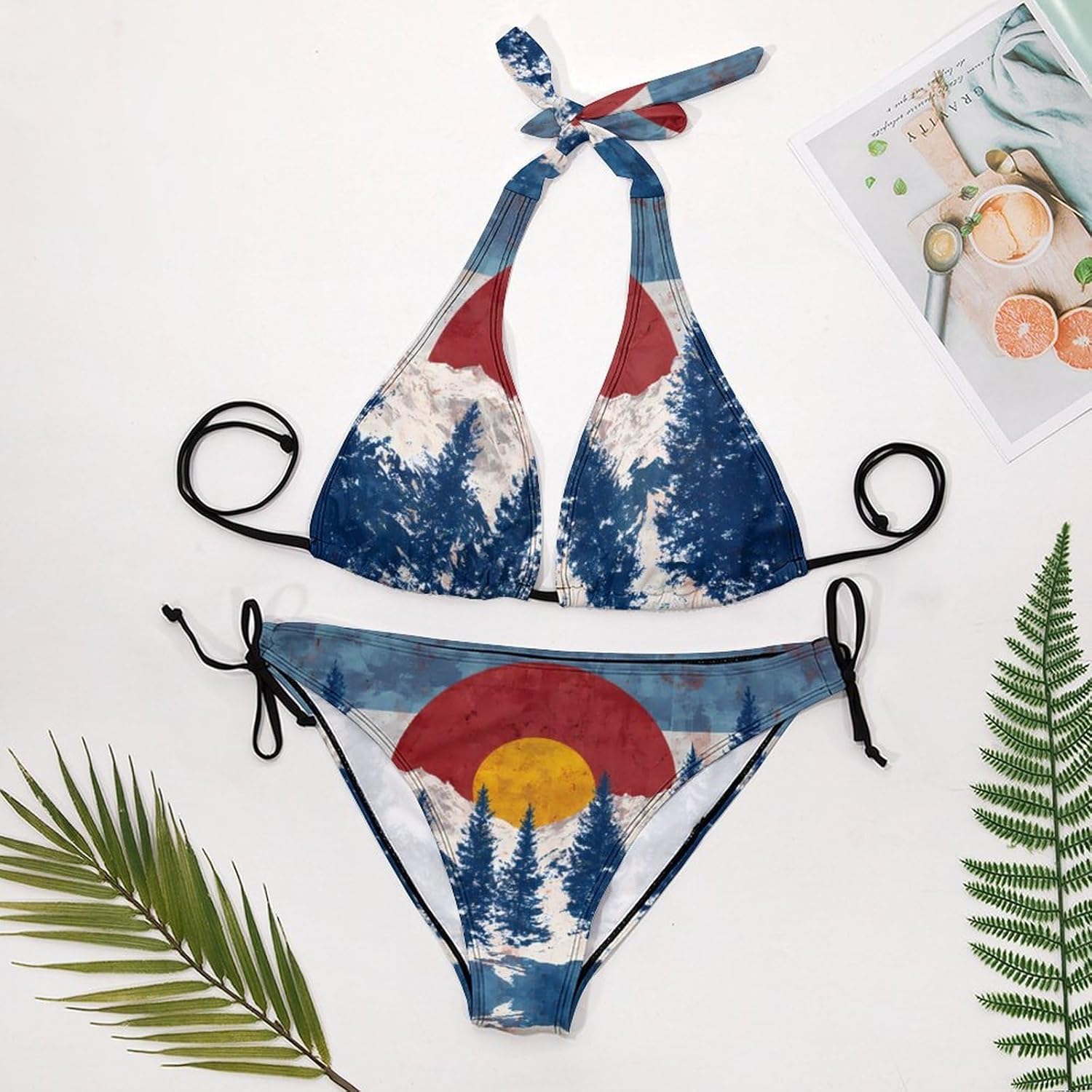 Colorado Flag with Mountains Novelty Women's 2 Piece String Bikini Set Swimsuits Bathing Suit Swimwear