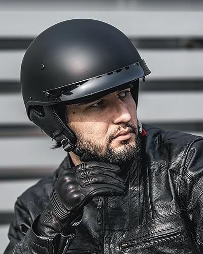Miniatura 6 de ILM Medio casco de fibra de vidrio para hombres y mujeres adultos, cara abierta, casco de motocicleta con visera DOT 731