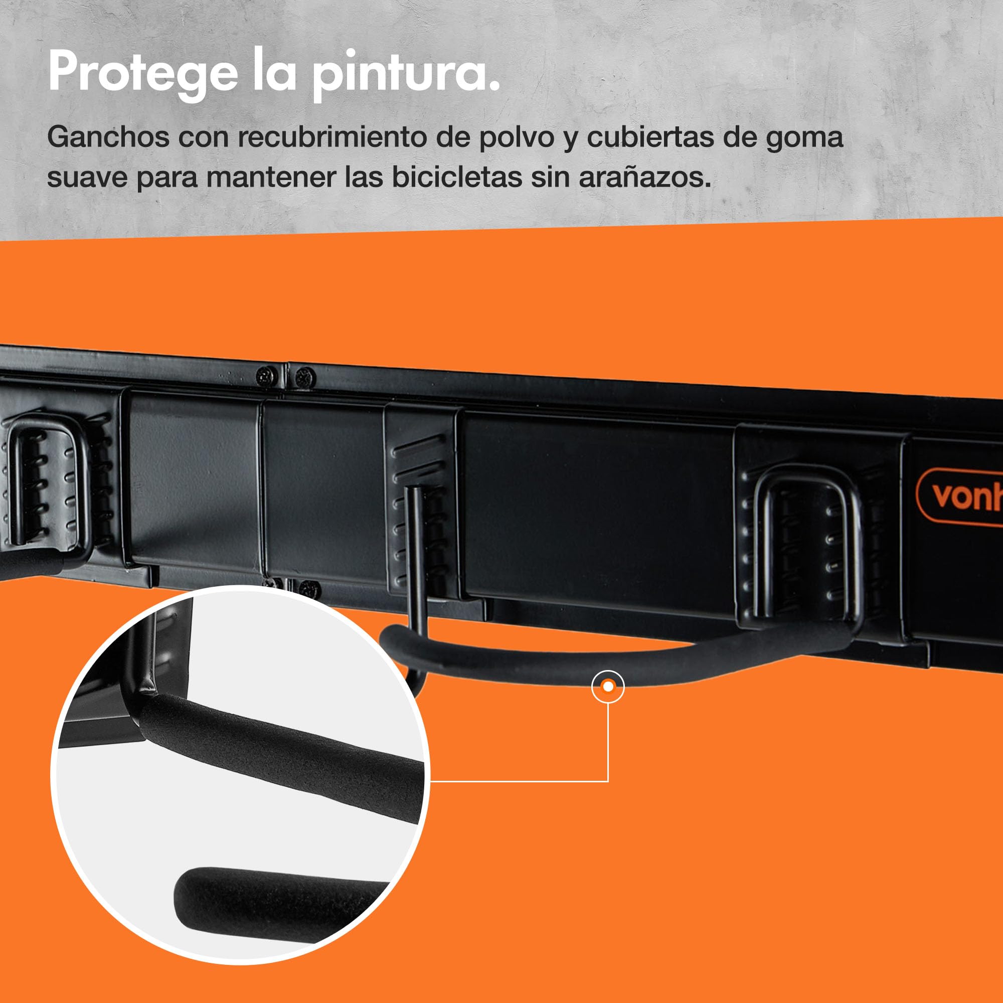 VonHaus Soporte de Bicicletas Pared Vertical – Colgador Pared 3 Bicis y 3 Cascos – Cuelga Bicis de Pared para Organizar Garaje – Soporte de Pared Bicicletas de Montaña o Carretera