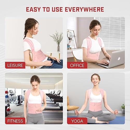 Miniatura 8 de Corrector de postura de espalda para mujeres y hombres, enderezador de hombro ajustable con soporte completo de espalda, alivio para dolor de