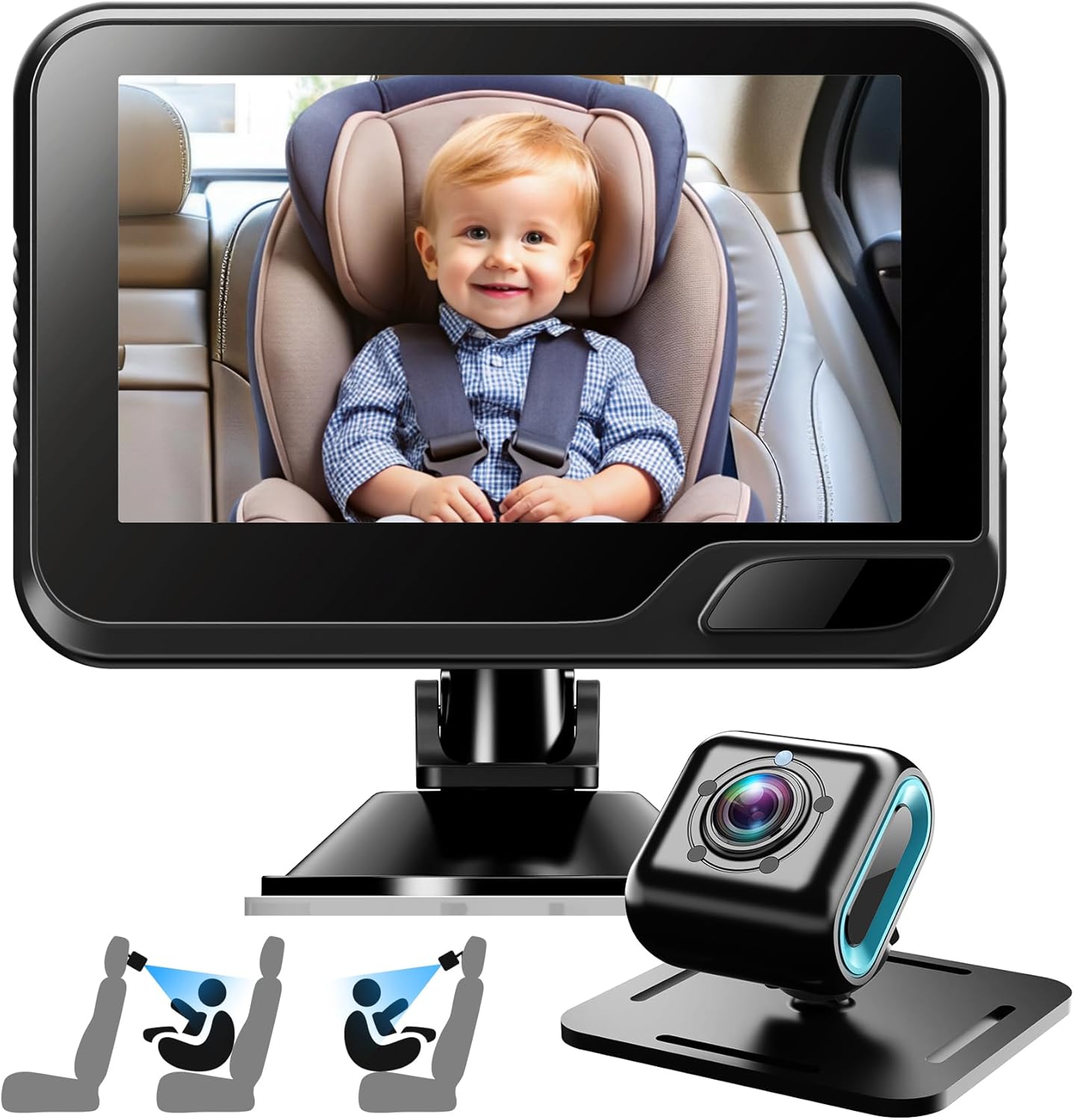 Baby Car Camera 4.3" HD Night Vision Baby Car Mirror 1080P