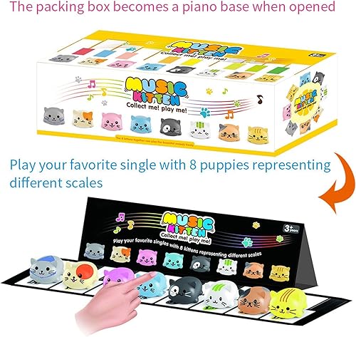 Miniatura 5 de Dilwe Gato a escala musical, piano de música sensible al tacto, juguete divertido de aprendizaje con caja de embalaje (#1) coche