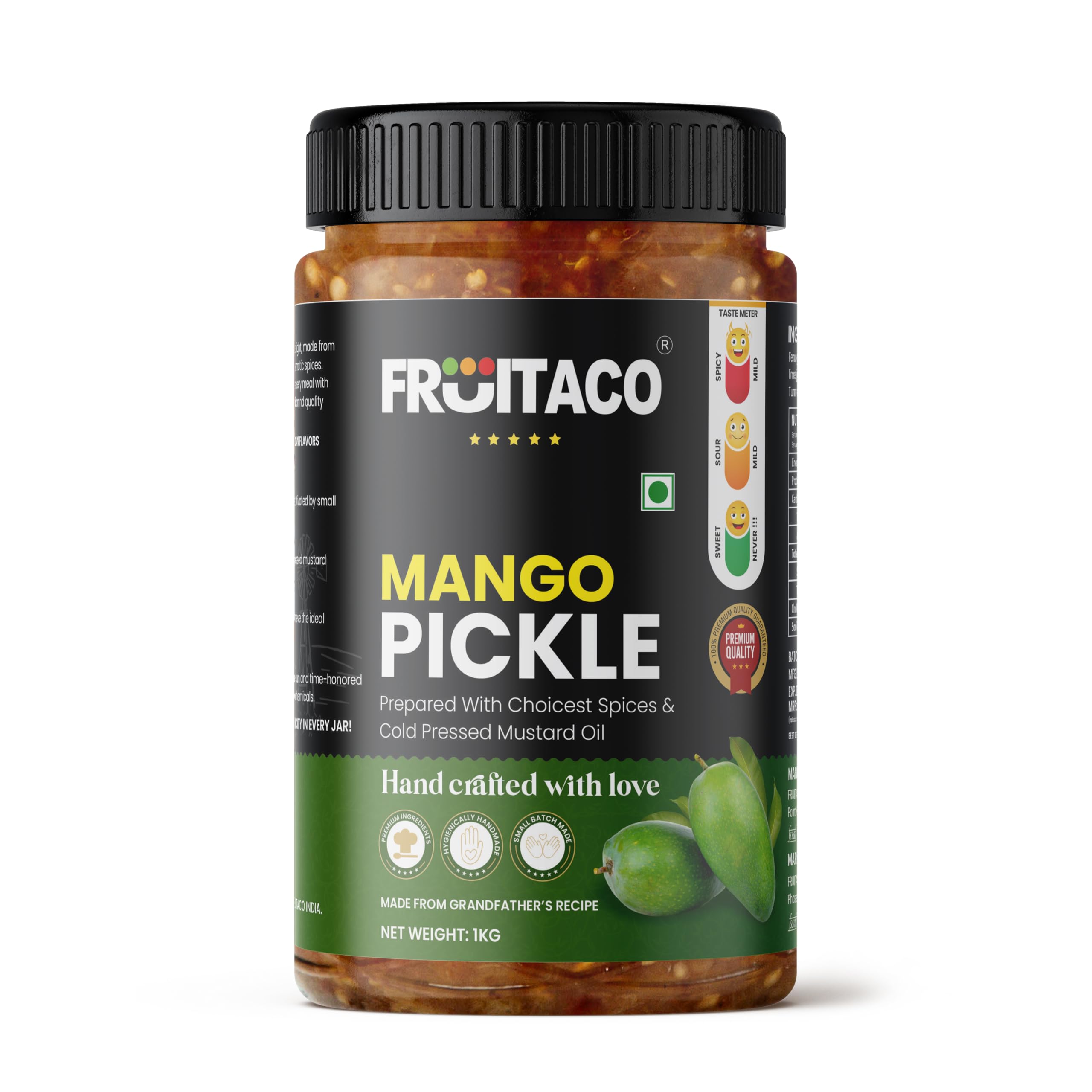 Fruitaco Mango Pickle – Authentic Indian Pickle with Tangy and Spicy Flavor | Perfect Side for Meal (1 Kg, Mango Pickle)