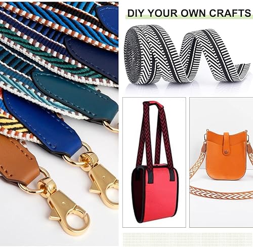 Miniatura 5 de BENECREAT Correa de tela jacquard de poliéster de 5 yardas, correa de cincha de 1-1/2 pulgadas, patrón de rayas, cinta tejida para accesorios de