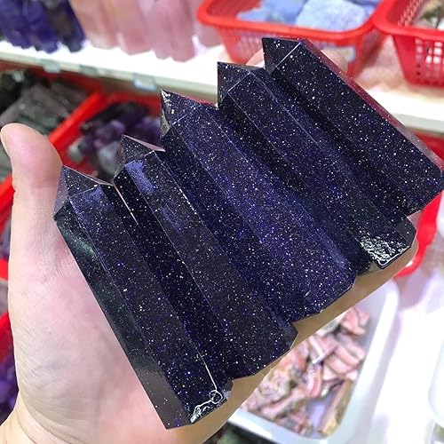 Miniatura 5 de for 2PC Natural Gemstone Blue and Red Sandstone Point Golden Sand Quartz Crystal Stone Wands House Decorative Accessories Modern Piedras decorativas