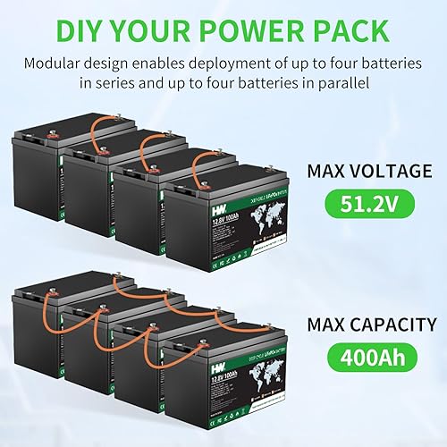 Miniatura 7 de HW Batería LiFePO4 de litio de 12 V 12 Ah, batería de litio recargable de 153.6 Wh, BMS incorporada, más de 6000 ciclos profundos, baja tasa de