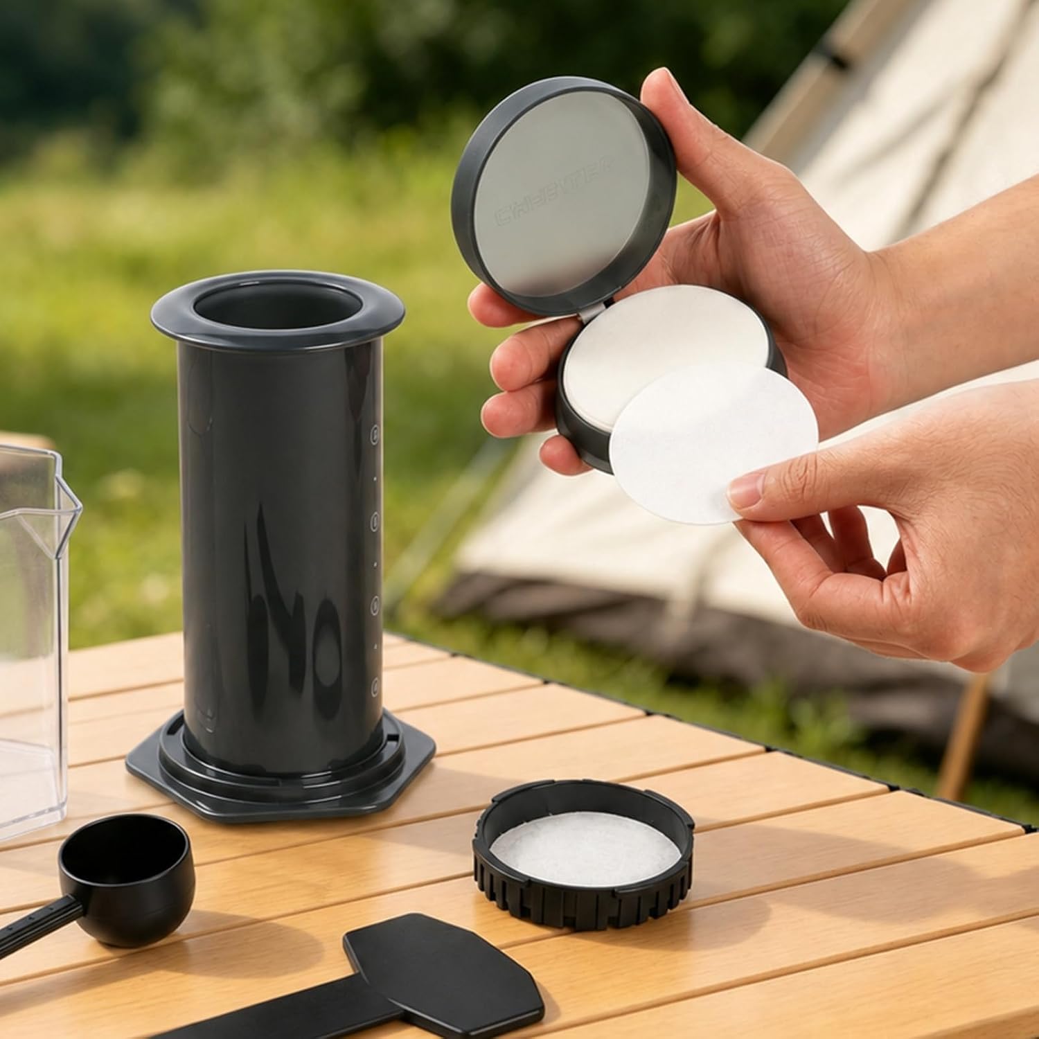 Travel Coffee Filter Holder Case - Compatible with Aeropress XL Coffee Maker Paper Filters Portable Coffee Filter Storage Container with Lid for Travel Camping Coffee