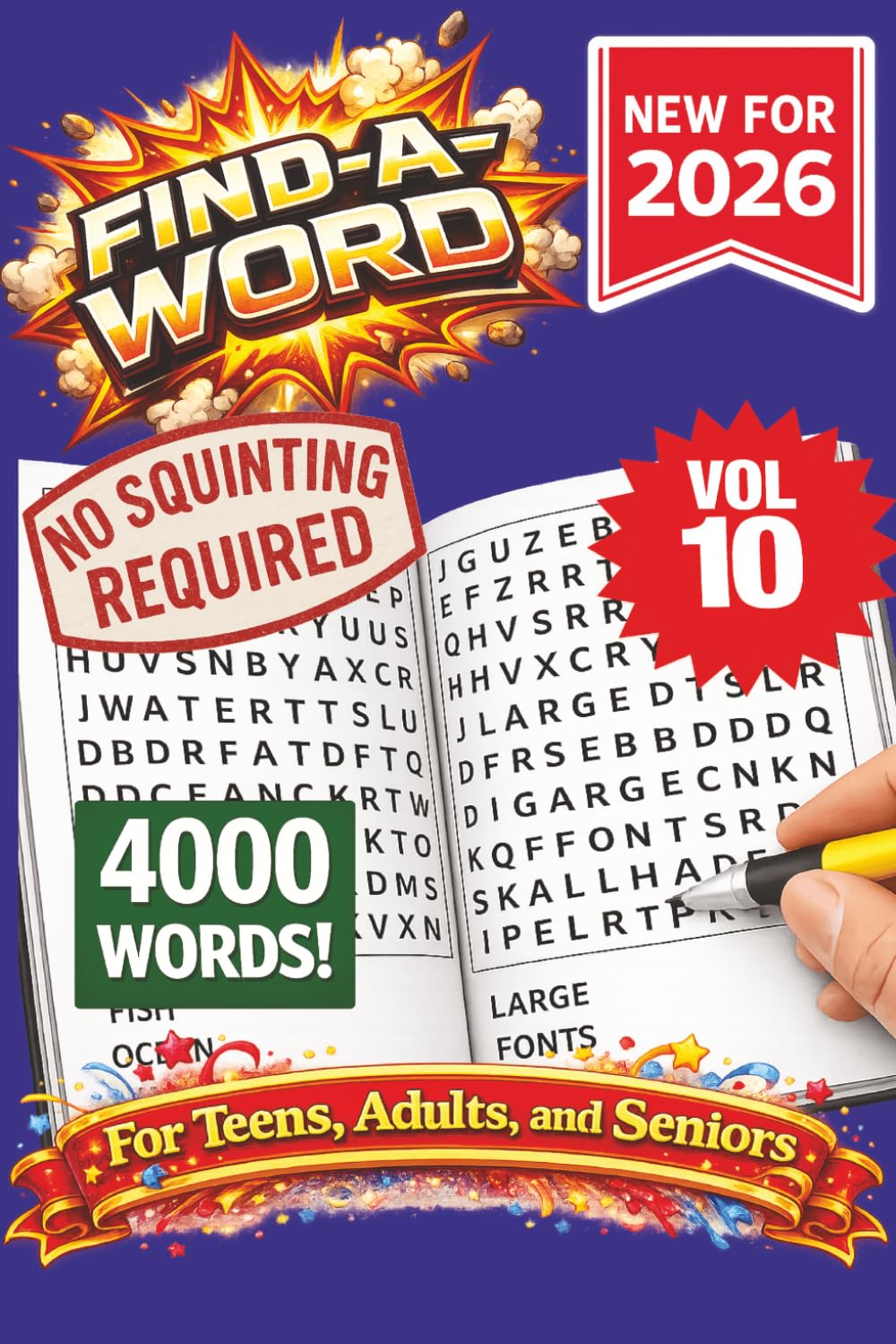 FIND-A-WORD Search Puzzle Book- New for 2026! 4000 Words-NO SQUINTING REQUIRED! VOL 10: FIND-A-WORD Search Puzzle book for all ages. Puzzles to keep ... 6x9 Format. (FIND-A-WORD 15 Volume Series)