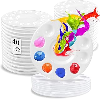 40 Pack White Plastic Paint Tray Palettes for Kids Crafts, DIY Painting, School Projects - Stackable, Reusable Trays