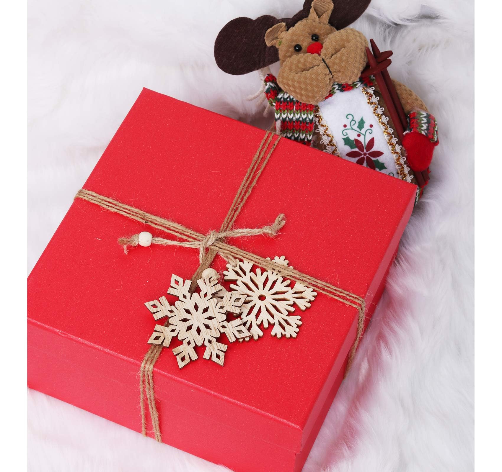 18pcs Navidad Copos de Nieve Adornos árbol de Madera Colgante Decoraciones rústico Madera artesanía