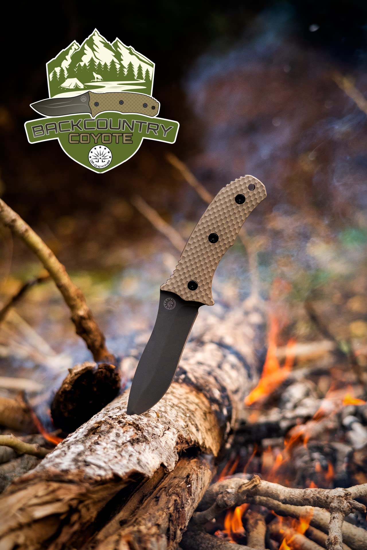 OffGrid Knives Backcountry Coyote Fixed Blade D2 Steel Knife with