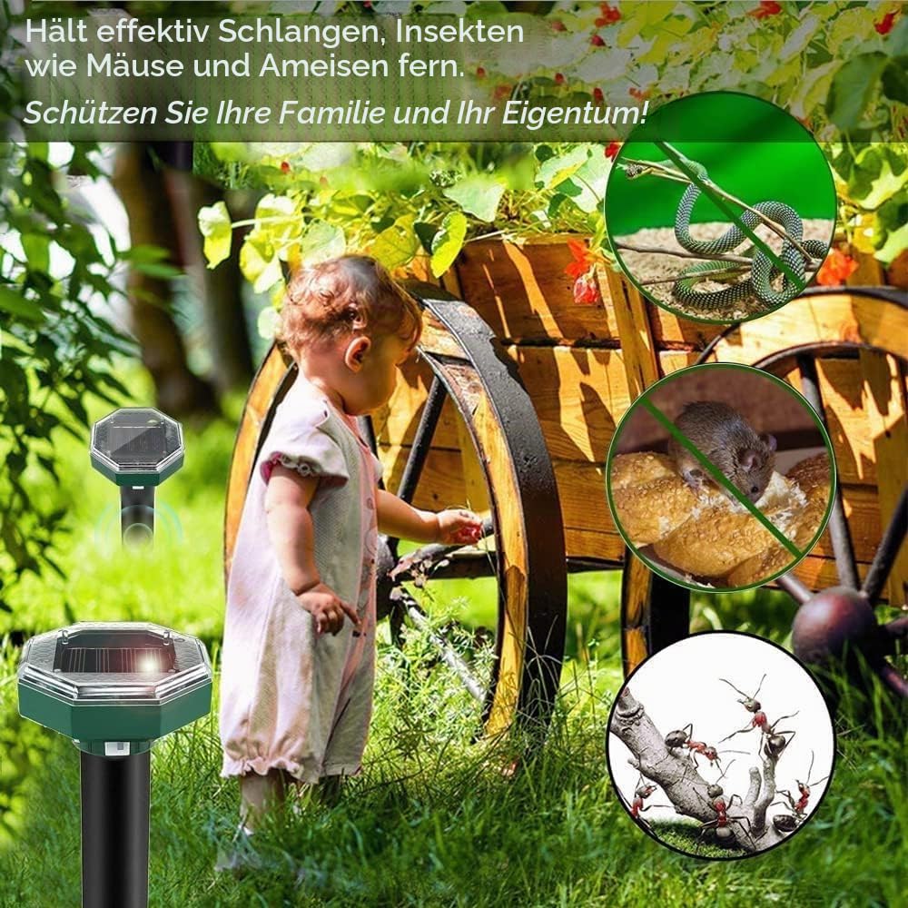 Maulwurf Vertreiber, Wasserfester Maulwurfsvertreiber Solar-Ultraschall Maulwurfschreck zur Vertreibung von Erdhörnchen, Maulwürfen und Wühlmäusen aus Gärten (8)