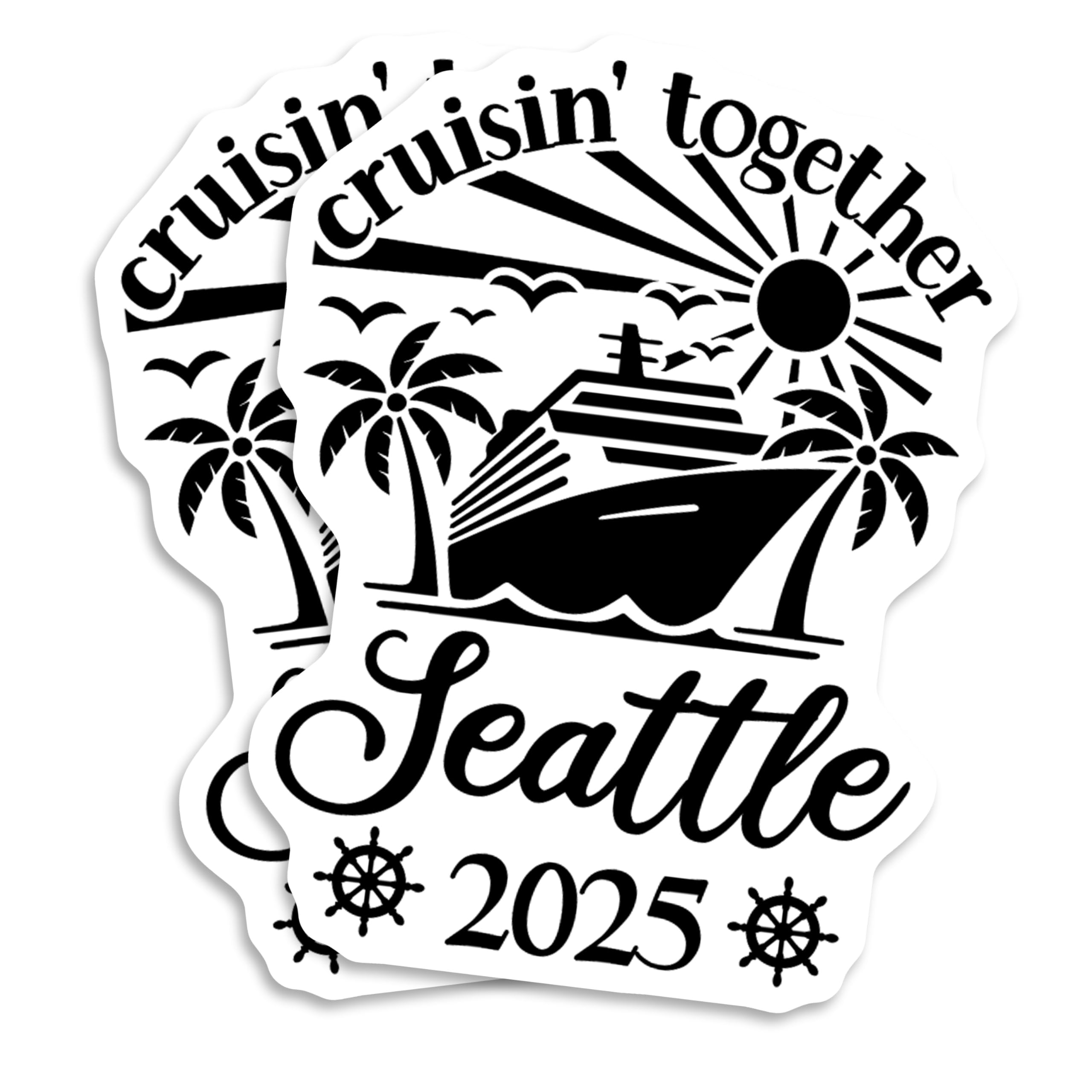 Aimants Seattle Cruise 2025 de 12,7 cm pour croisière en groupe - Lot de 2