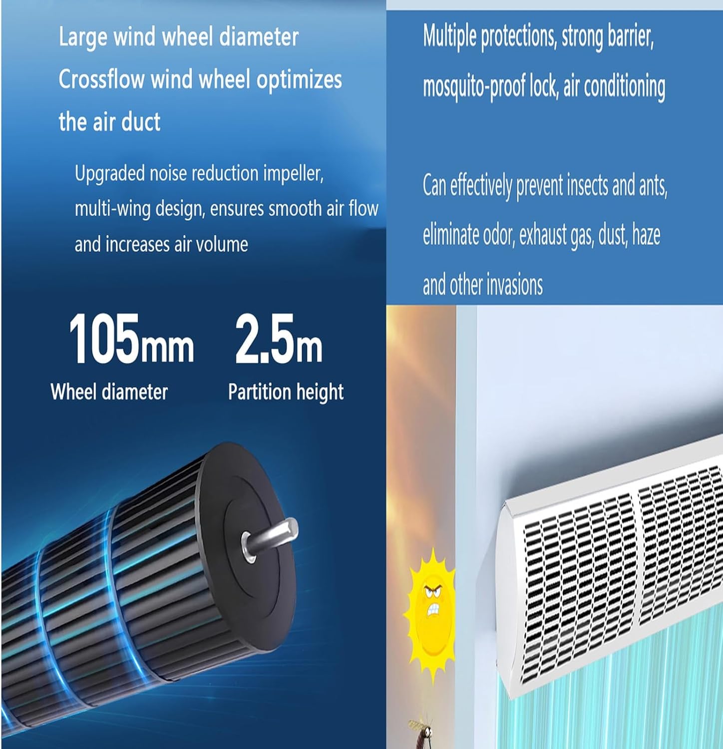 24" 36" 60" Outdoor Wall-Mounted Air Conditioner with Remote Control, 2 Adjustable Wind Speeds, Portable Cooling Solution for Patios, Decks, and Outdoor Spaces