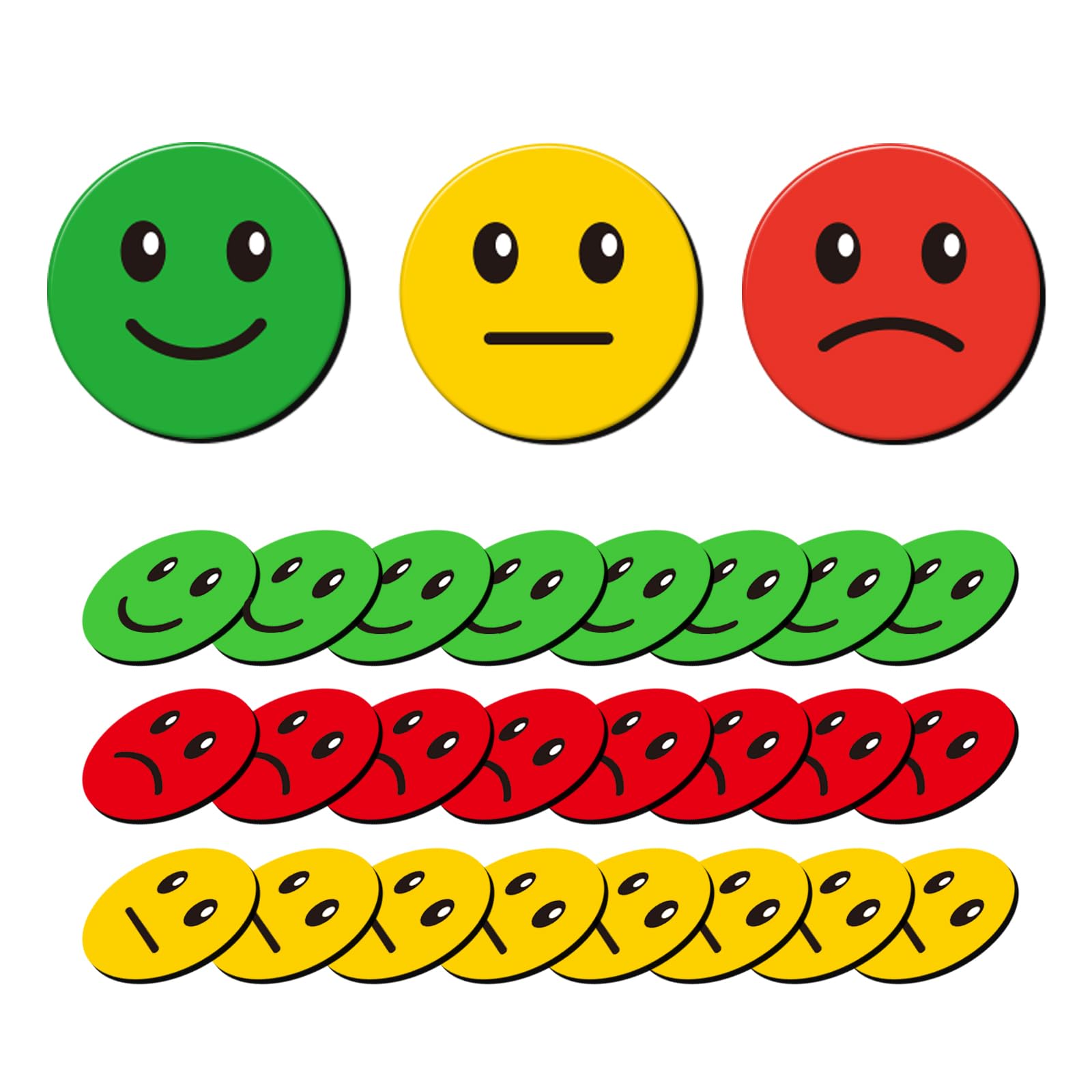 60 Pcs 1” Red Green Yellow Smiley Face Magnets, Colored Magnetic Dots for Whiteboard, Refrigerator, Office, Classroom (60, Red/Green/Yellow-Colors)