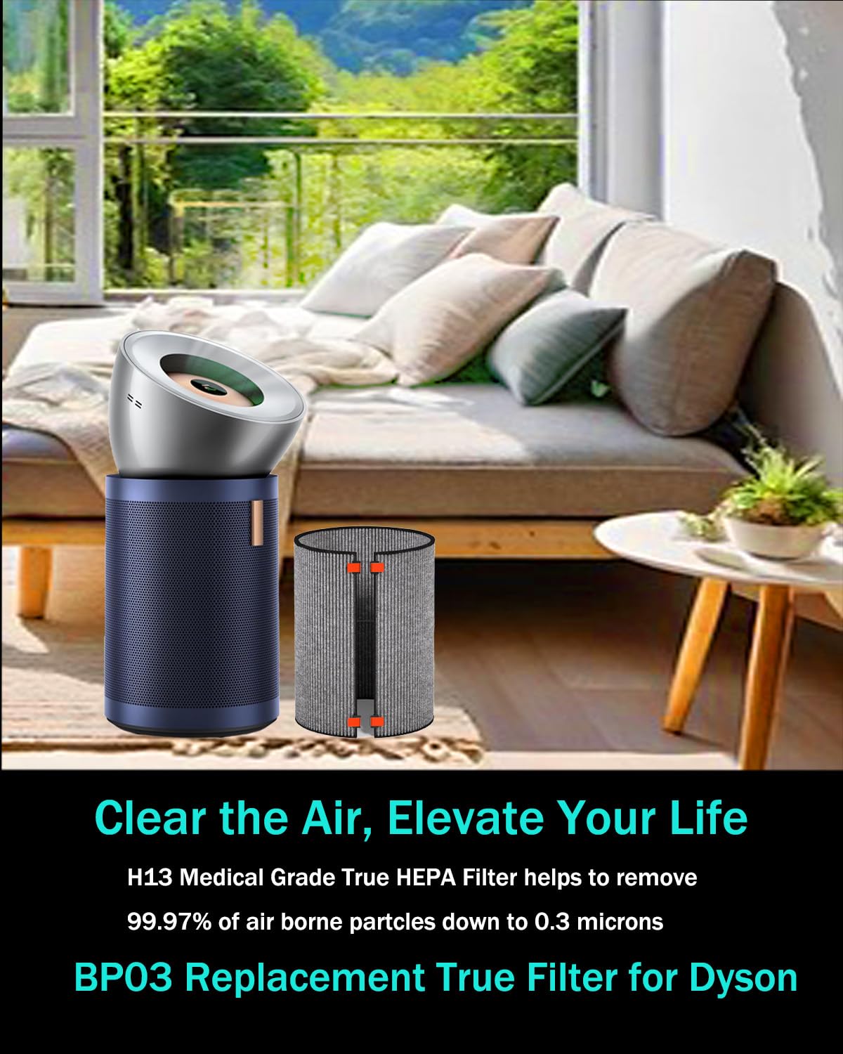 BP03 Fi-lter di ricambio compatibile con Dyson BP03/BP04/BP06 Fi-lter al carbone attivo ad alta efficienza, # 972133-02 e 972133-03 per modelli Dyson BP03/BP04/BP06 Pur-ifier Big + Quiet,