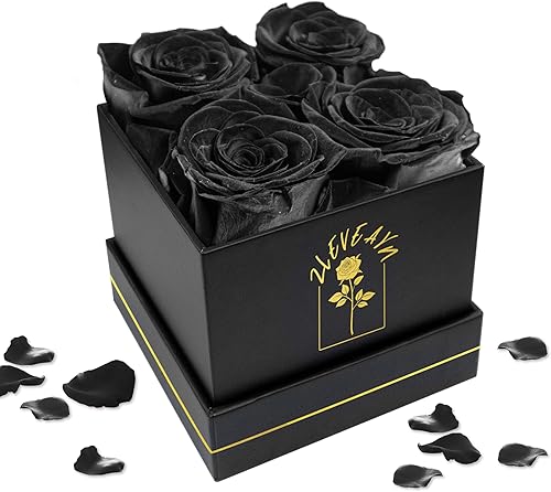 4 rosas frescas preservadas en una caja, flores reales para siempre, regalos de cumpleaños, día de San Valentín, amor eterno para ella, mamá (caja